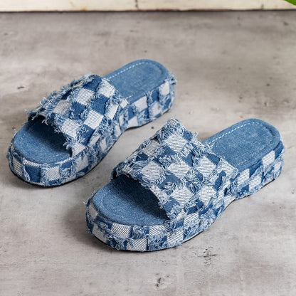 Sandales en Denim épaisses pour femmes - Carryz Confort Orthopédique